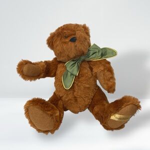 Ashton Drake Gallery Genuine Cinnamon Teddy Bear Joined 1998 13” Green Bow